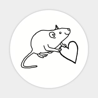 Minimal Rat Holds Your Heart Outline Magnet